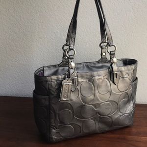 Silver coach purse